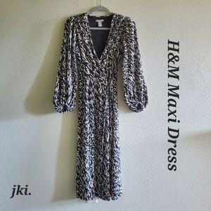 H&M Wrapover Pleated Longsleeve Maxi Dress